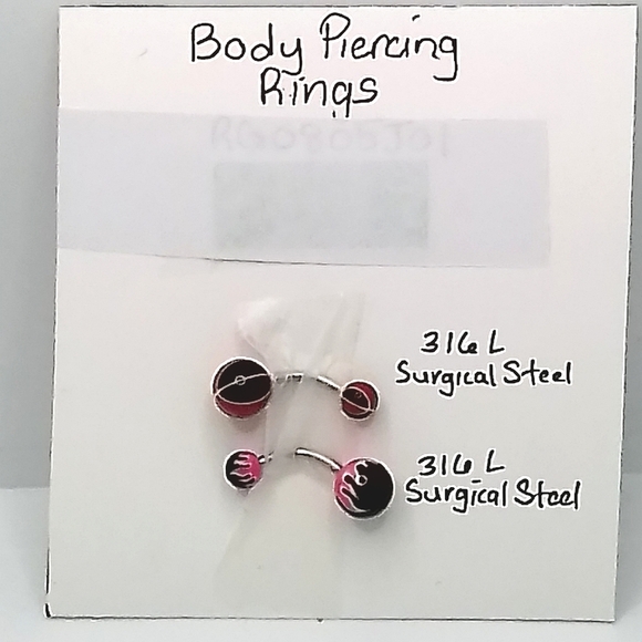🩷Belly Button Ring Pink & Black Fire - Picture 3 of 4